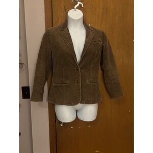 FAI Womens Brown Corduroy Button Blazer Jacket Size 8
